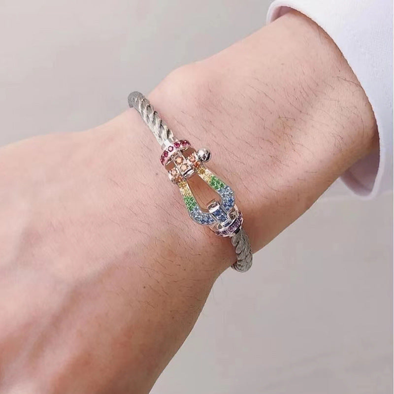 ¡®Glow Jewelry¡¯FORCE LARGE HORSESHOE COLORED DIAMOND BRACELET ROSE GOLD