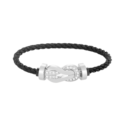[Glow Jewelry]CHANCE LARGE 8 FIGURE BUCKLE HALF DIAMOND BRACELET SILVER