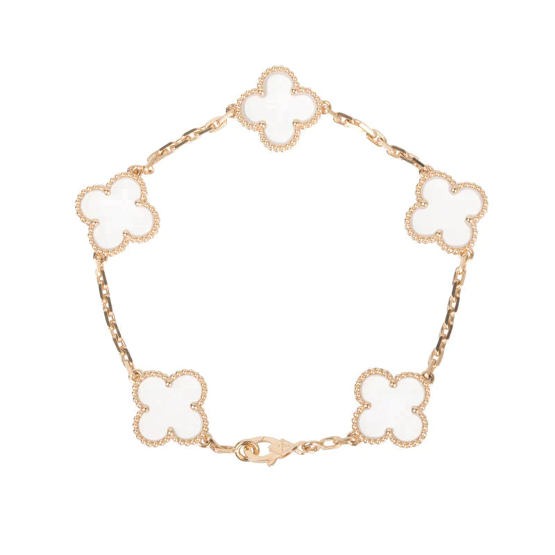 [Glow Jewelry]CLOVER 5 MOTIF ROCK CRYSTAL BRACELET