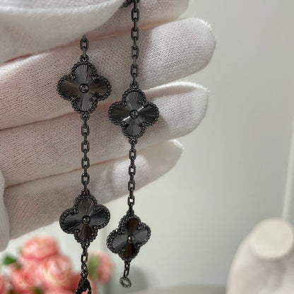 [Glow Jewelry]New CLOVER 5 MOTIF BLACK BRACELET