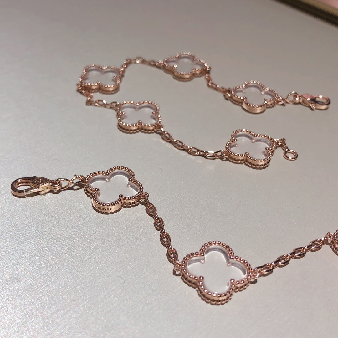[Glow Jewelry]New CLOVER 5 MOTIF ROCK CRYSTAL BRACELET