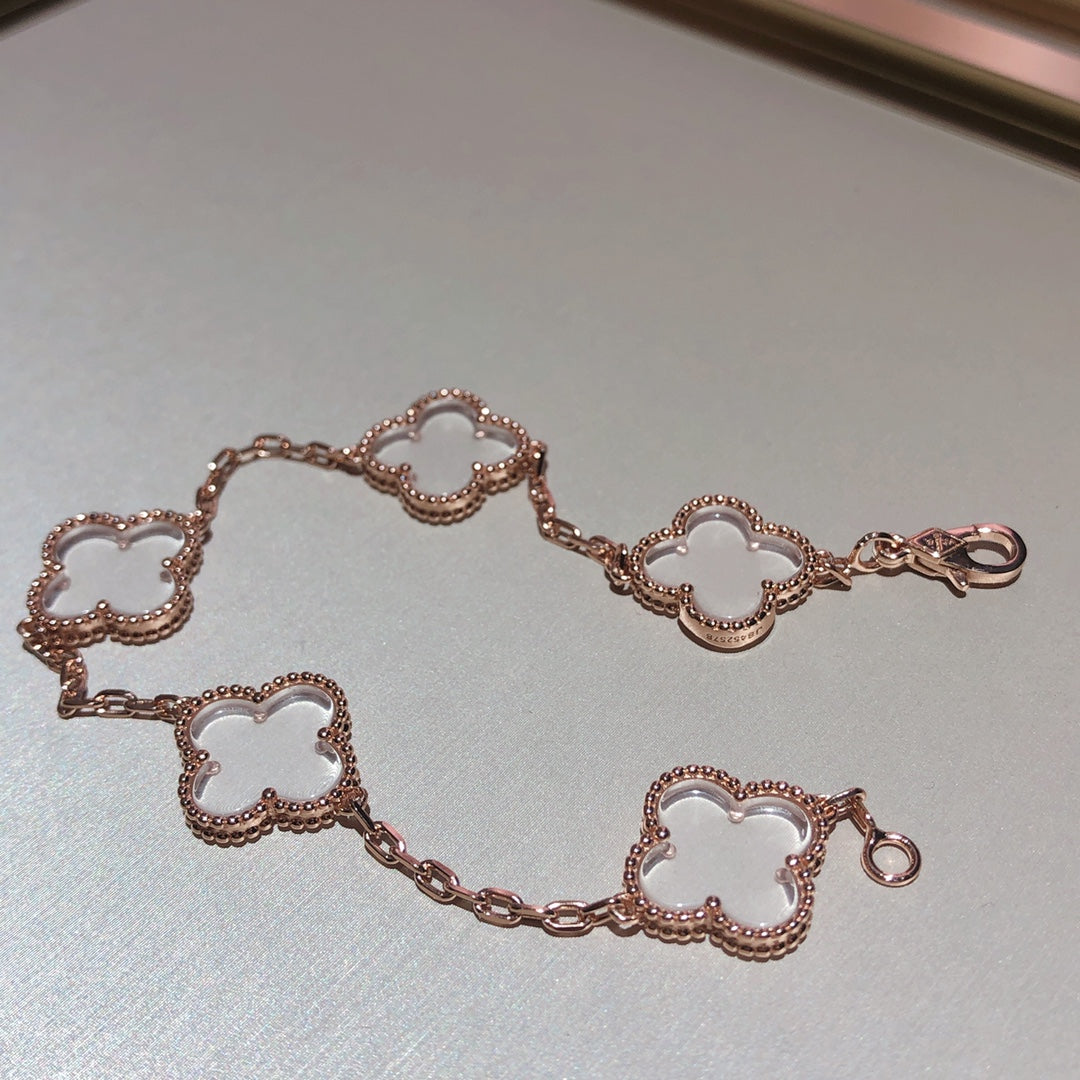 [Glow Jewelry]New CLOVER 5 MOTIF ROCK CRYSTAL BRACELET