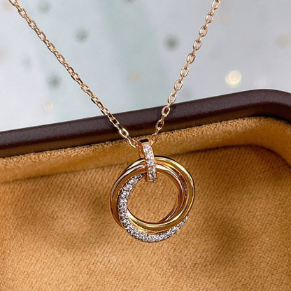 [Glow Jewelry]TRINITY NECKLACE SILVER GOLD PINK GOLD DIAMONDS