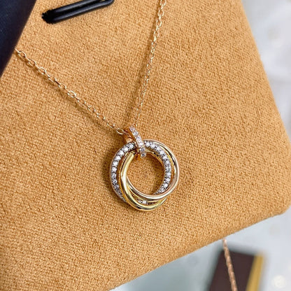 ¡®Glow Jewelry¡¯TRINITY NECKLACE SILVER GOLD PINK GOLD DIAMONDS