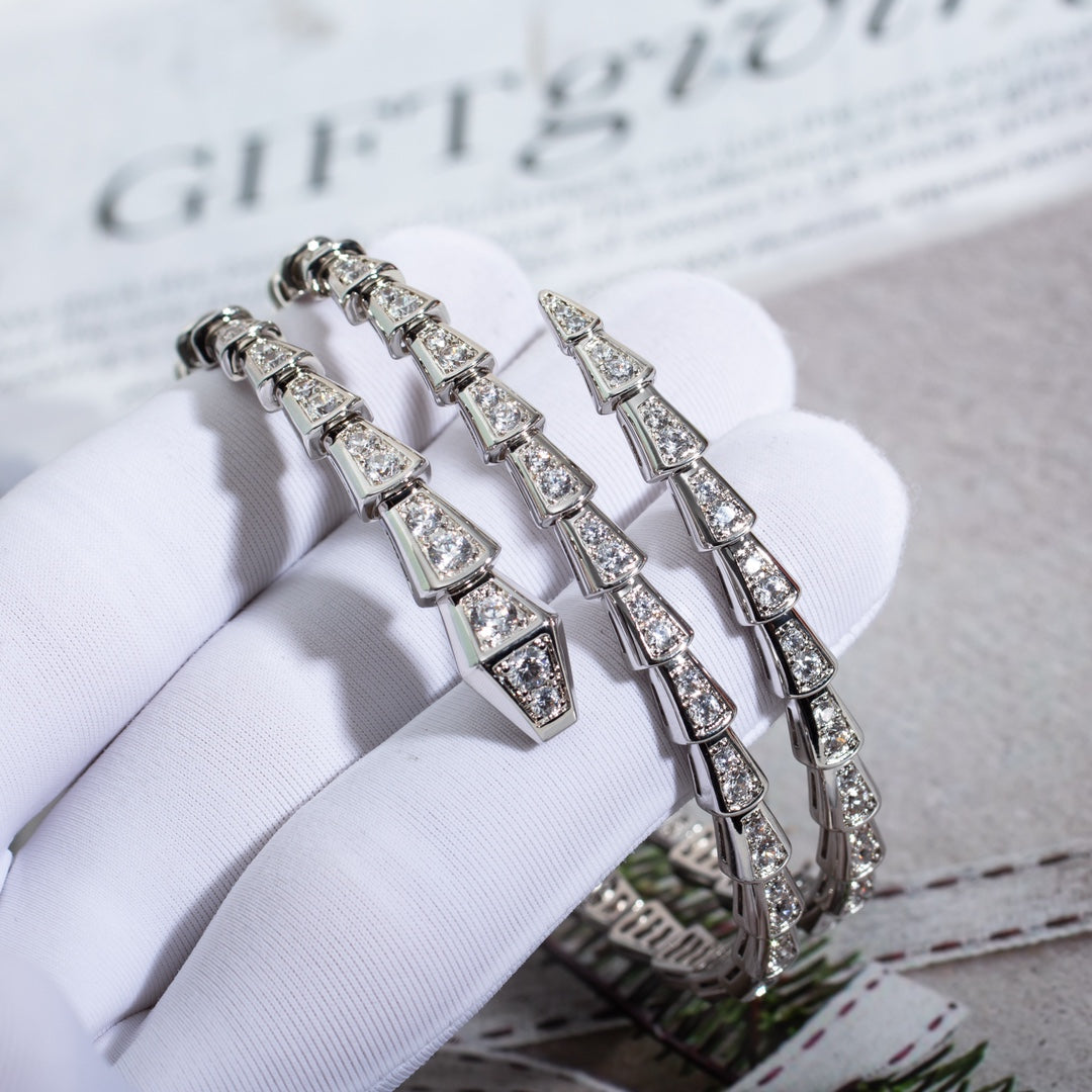 [Glow Jewelry]SERPENTI BRACELET SILVER DIAMOND DOUBLE ROW