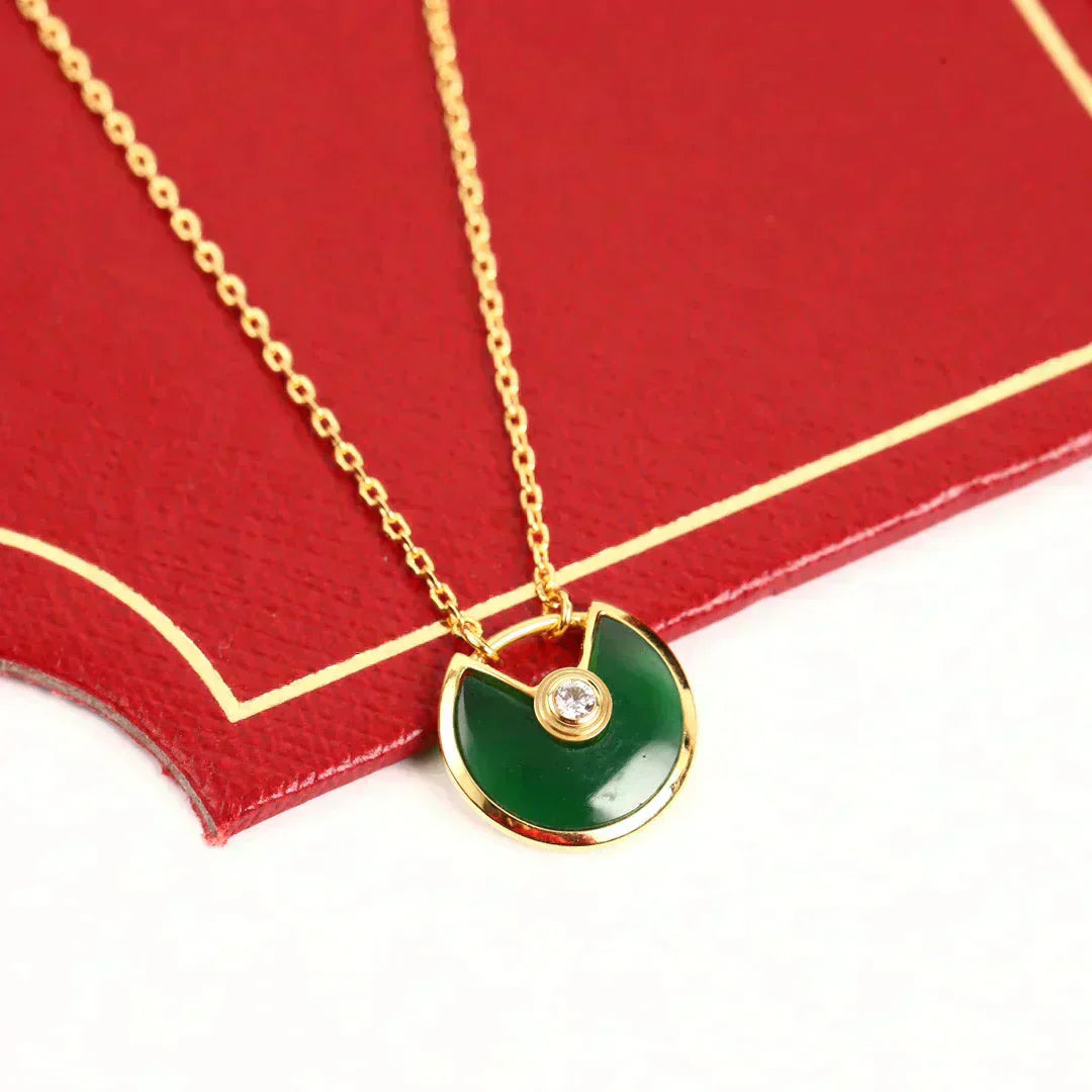 [Glow Jewelry]AMULETTE GOLD MALACHITE NECKLACE