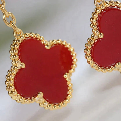 [Glow Jewelry]CLOVER  2 MOTIF  TIGER EYE CARNELIAN EARRINGS