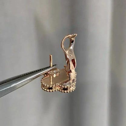 [Glow Jewelry]CLOVER MEDIUM 1 MOTIFS  PINK MOP DIAMOND EARRINGS