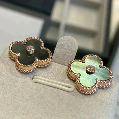 ¡®Glow Jewelry¡¯CLOVER MEDIUM 1 MOTIFS GRAY MOP  DIAMOND EARRINGS