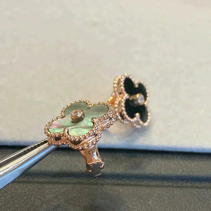 ¡®Glow Jewelry¡¯CLOVER MEDIUM 1 MOTIFS GRAY MOP  DIAMOND EARRINGS