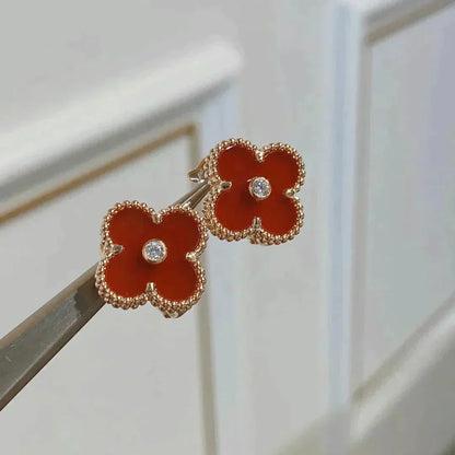 ¡®Glow Jewelry¡¯CLOVER MEDIUM 1 MOTIFS CARNELIAN  DIAMOND earrings