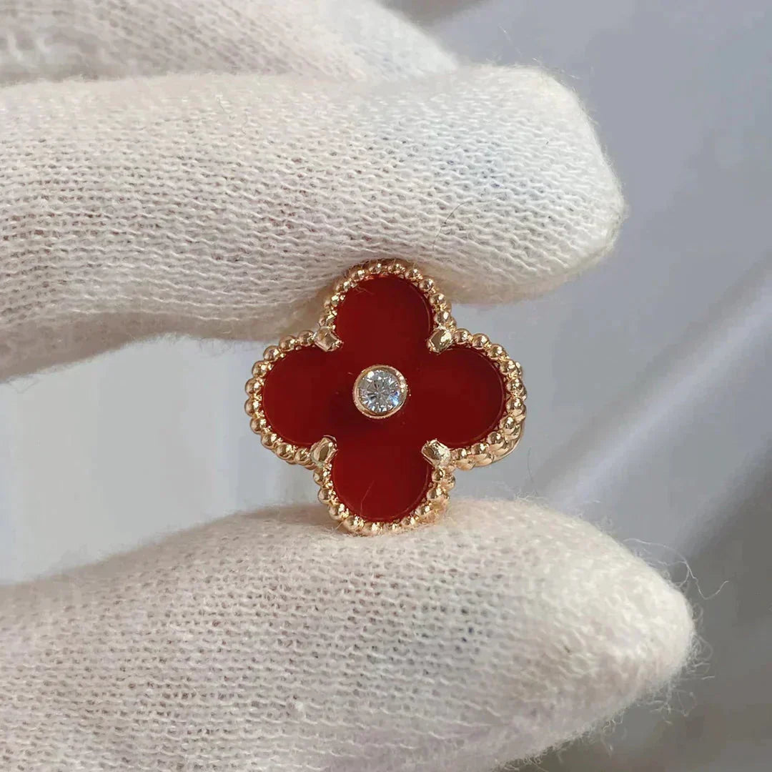 ¡®Glow Jewelry¡¯CLOVER MEDIUM 1 MOTIFS CARNELIAN  DIAMOND earrings