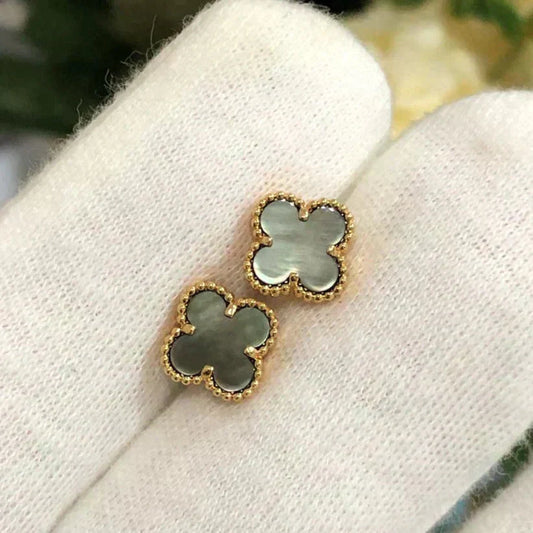 [Glow Jewelry]CLOVER MINI 9.5MM GRAY MOP EARRINGS
