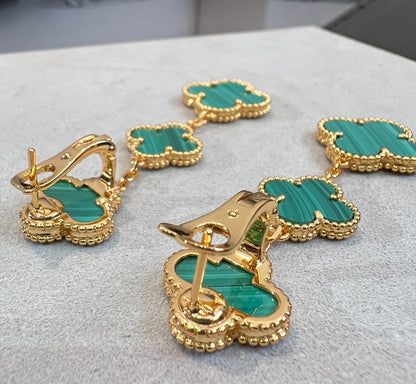 [Glow Jewelry]CLOVER MALACHITE 3 MOTIFS GOLD
