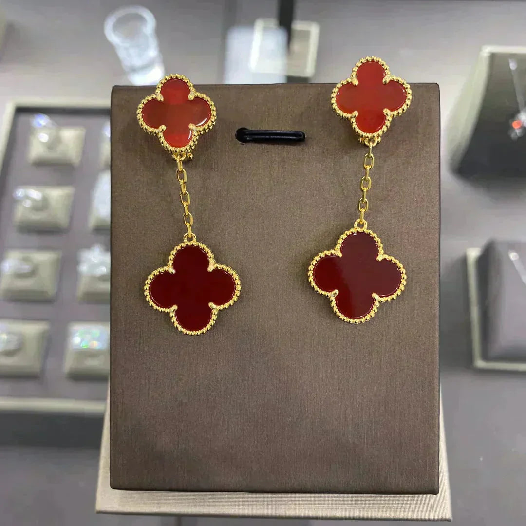 [Glow Jewelry]CLOVER 2 MOTIFS  EARRINGS (MULTIPLE CHOICESC