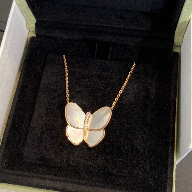[Glow Jewelry]BUTTERFLY GOLD MOP DIAMOND NECKLACE