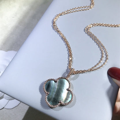 [Glow Jewelry]CLOVER 25MM GOLD DARK MOP BIG CLOVER NECKLACE