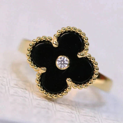 ¡®Glow Jewelry¡¯CLOVER ONYX RING GOLD DIAMOND