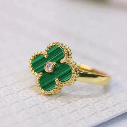 ¡®Glow Jewelry¡¯CLOVER MALACHITE RING GOLD DIAMOND