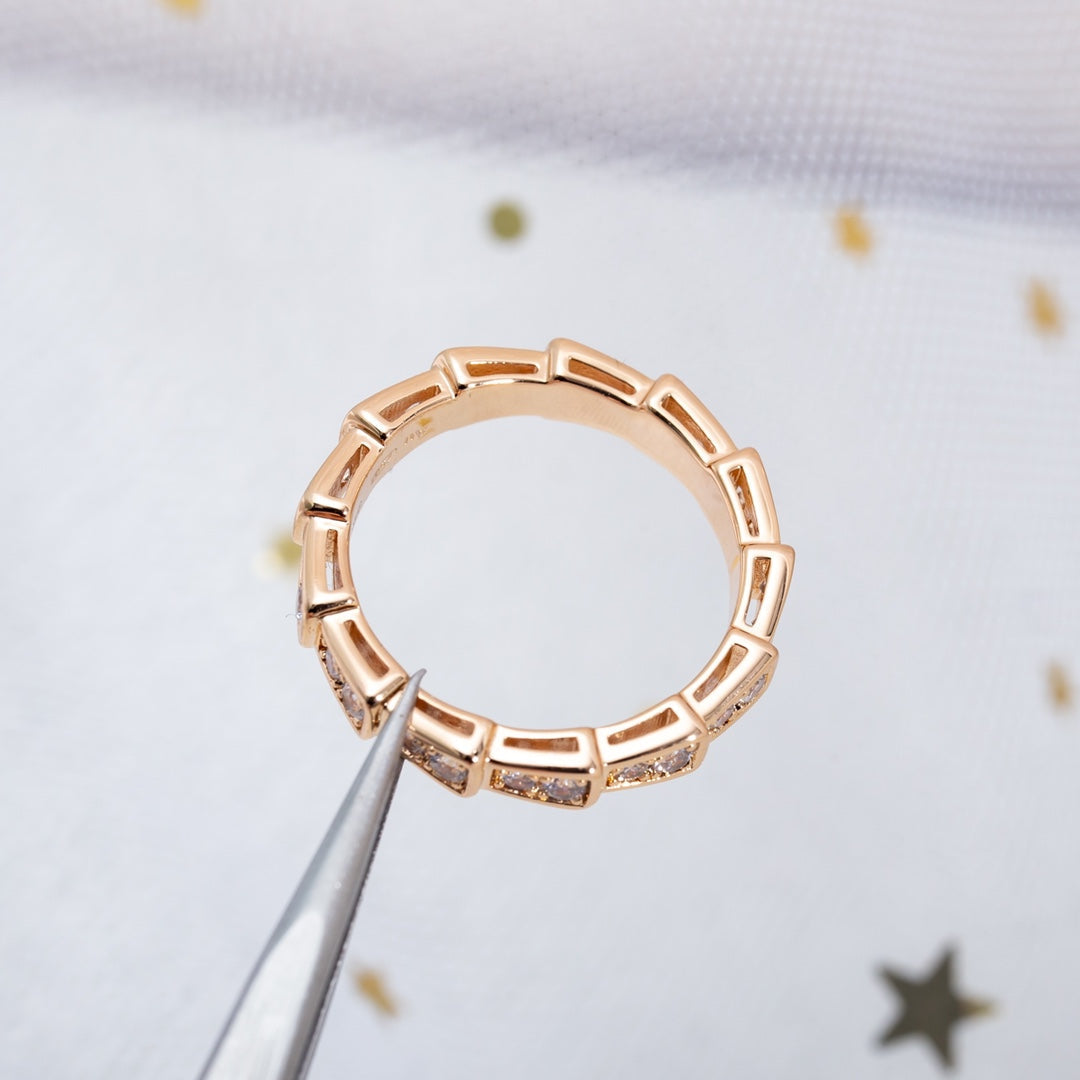 [Glow Jewelry]SERPENTI RING PINK GOLD DIAMOND PAVED 3MM
