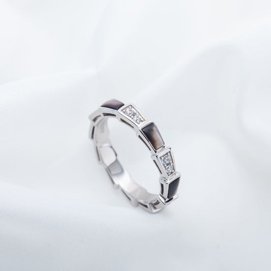 [Glow Jewelry]SERPENTI RING SILVER  DIAMOND BLACK MOP 3MM