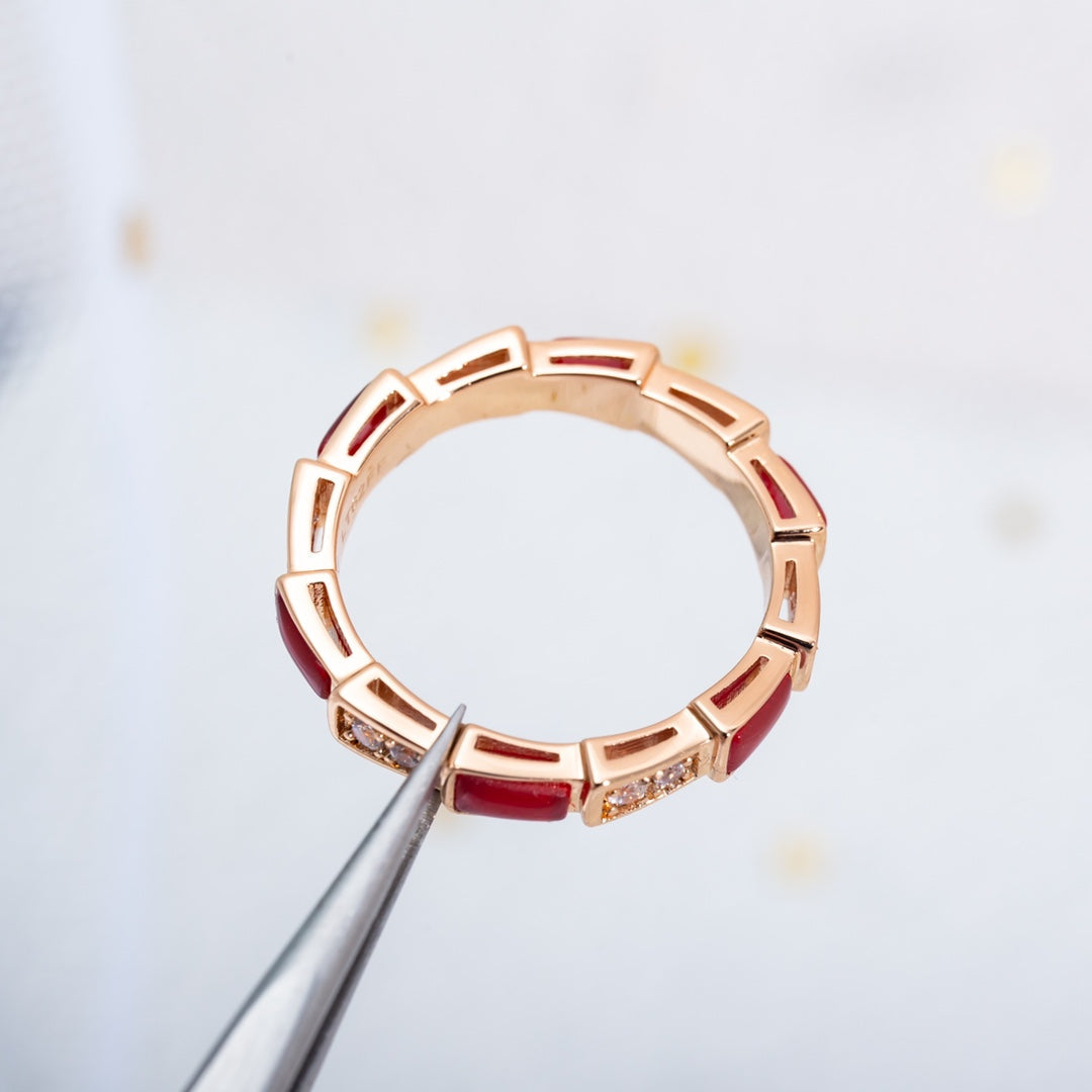[Glow Jewelry]SERPENTI RING PINK GOLD CARNELIAN DIAMOND 3MM