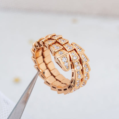 [Glow Jewelry]SERPENTI RING PINK GOLD DIAMOND DOUBLE ROW