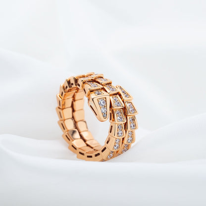 [Glow Jewelry]SERPENTI RING PINK GOLD DIAMOND DOUBLE ROW