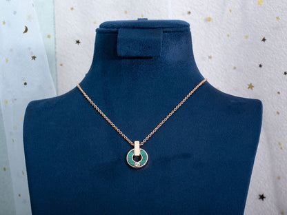 [Glow Jewelry]GARI NECKLACE PINK GOLD MALACHITE