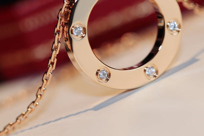 ¡®Glow Jewelry¡¯LOVE NECKLACE 16MM 6 DIAMONDS PINK GOLD