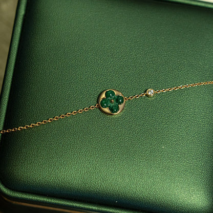 ¡®Glow Jewelry¡¯SUN MALACHITE 1 DIAMOND PINK GOLD BRACELET