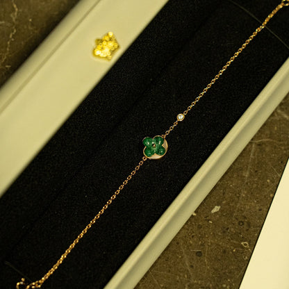 ¡®Glow Jewelry¡¯SUN MALACHITE 1 DIAMOND PINK GOLD BRACELET