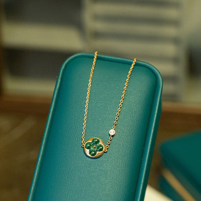 [Glow Jewelry]SUN MALACHITE 1 DIAMOND PINK GOLD BRACELET