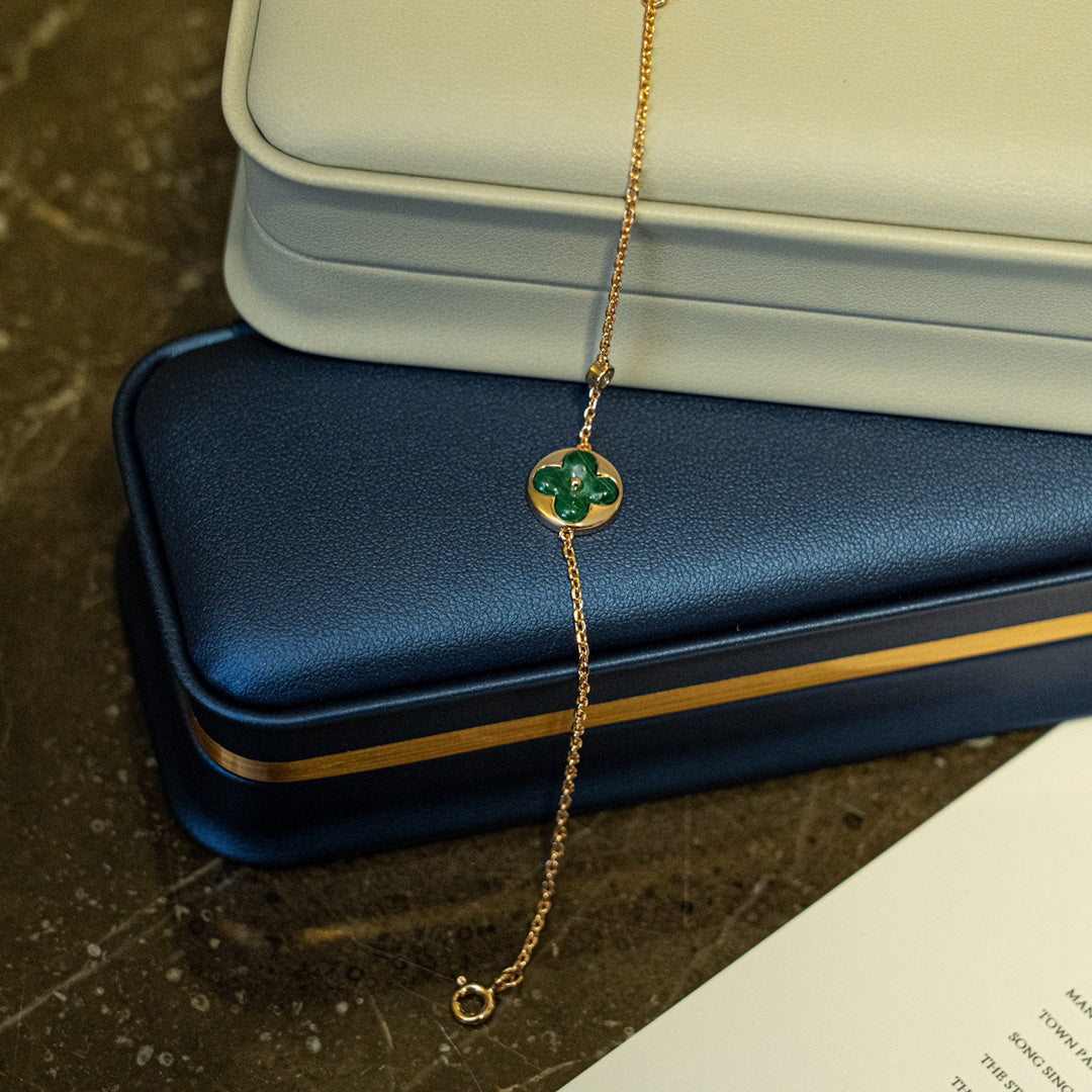 ¡®Glow Jewelry¡¯SUN MALACHITE 1 DIAMOND PINK GOLD BRACELET