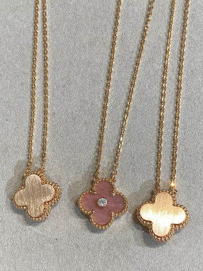 ¡®Glow Jewelry¡¯CLOVER 15MM DIAMOND RHODONITE NECKLACE