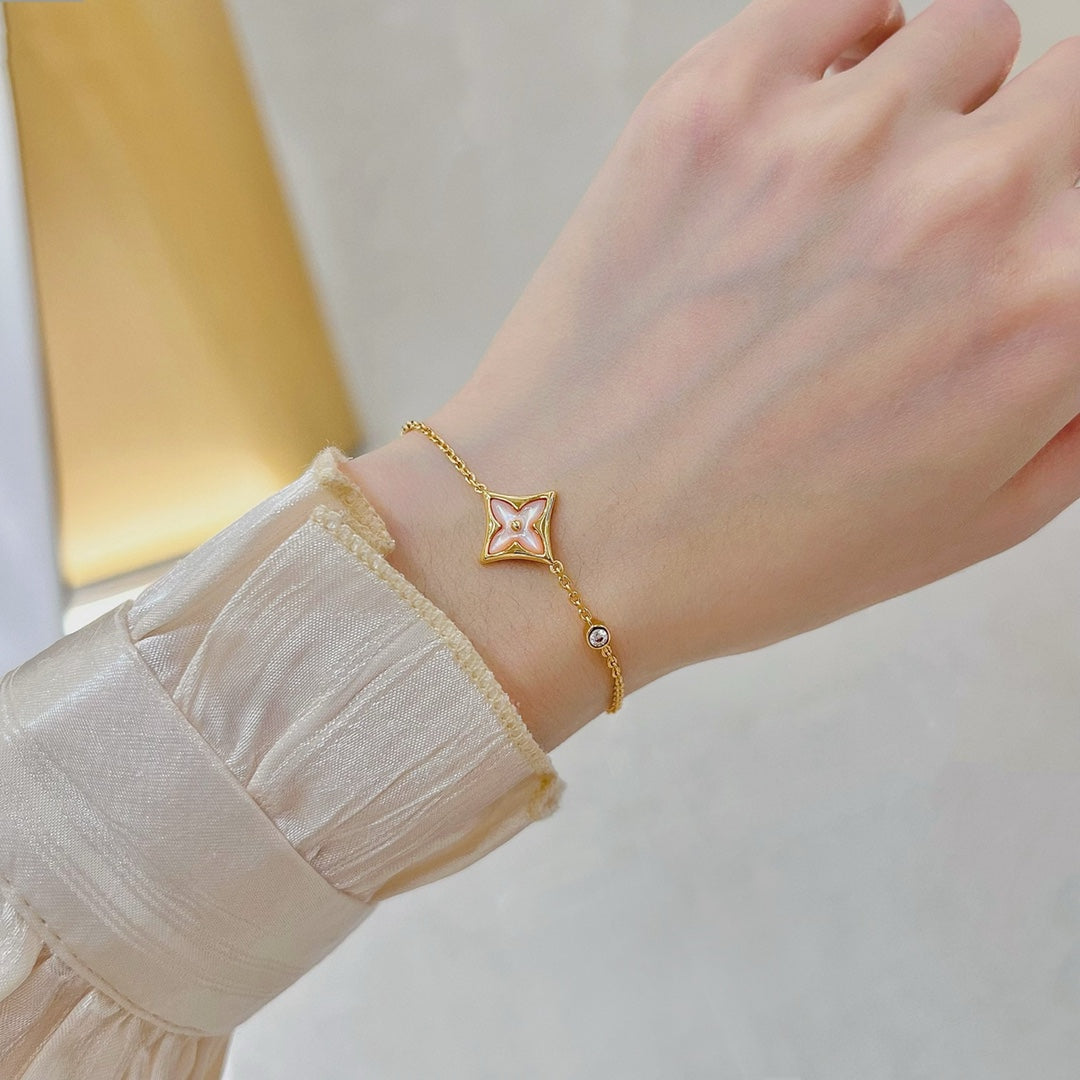 [Glow Jewelry]STAR 1 DIAMOND PINK GOLD BRACELET
