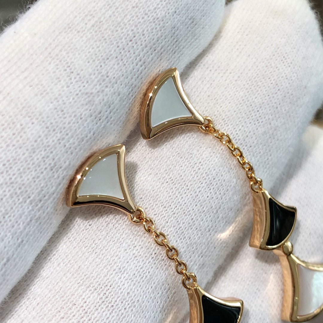 [Glow Jewelry]DREAM EARRINGS 3 MOTIFS ONYX MOP PINK GOLD