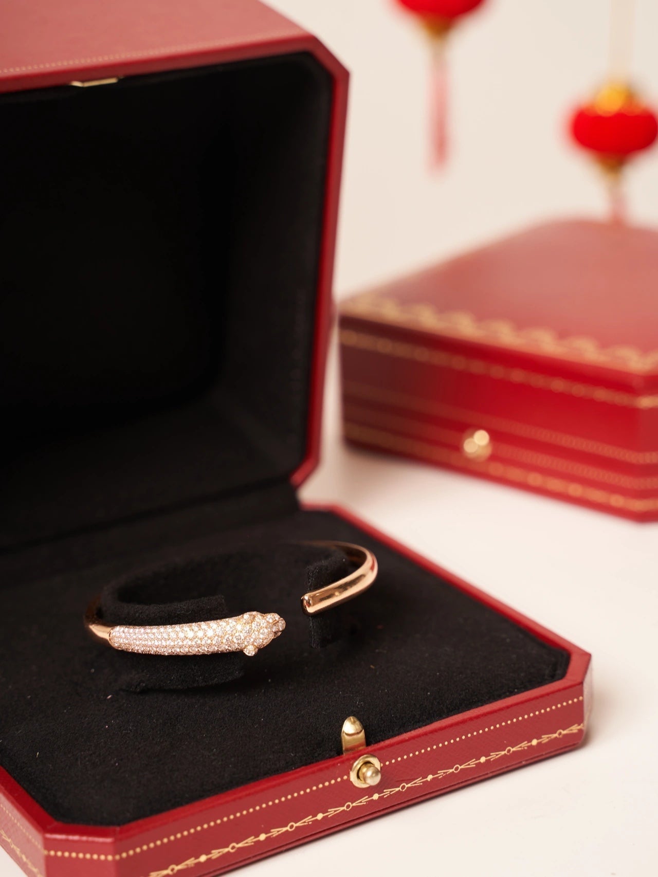 ¡®Glow Jewelry¡¯PANTHERE ROSE GOLD DIAMOND OPEN BRACELET