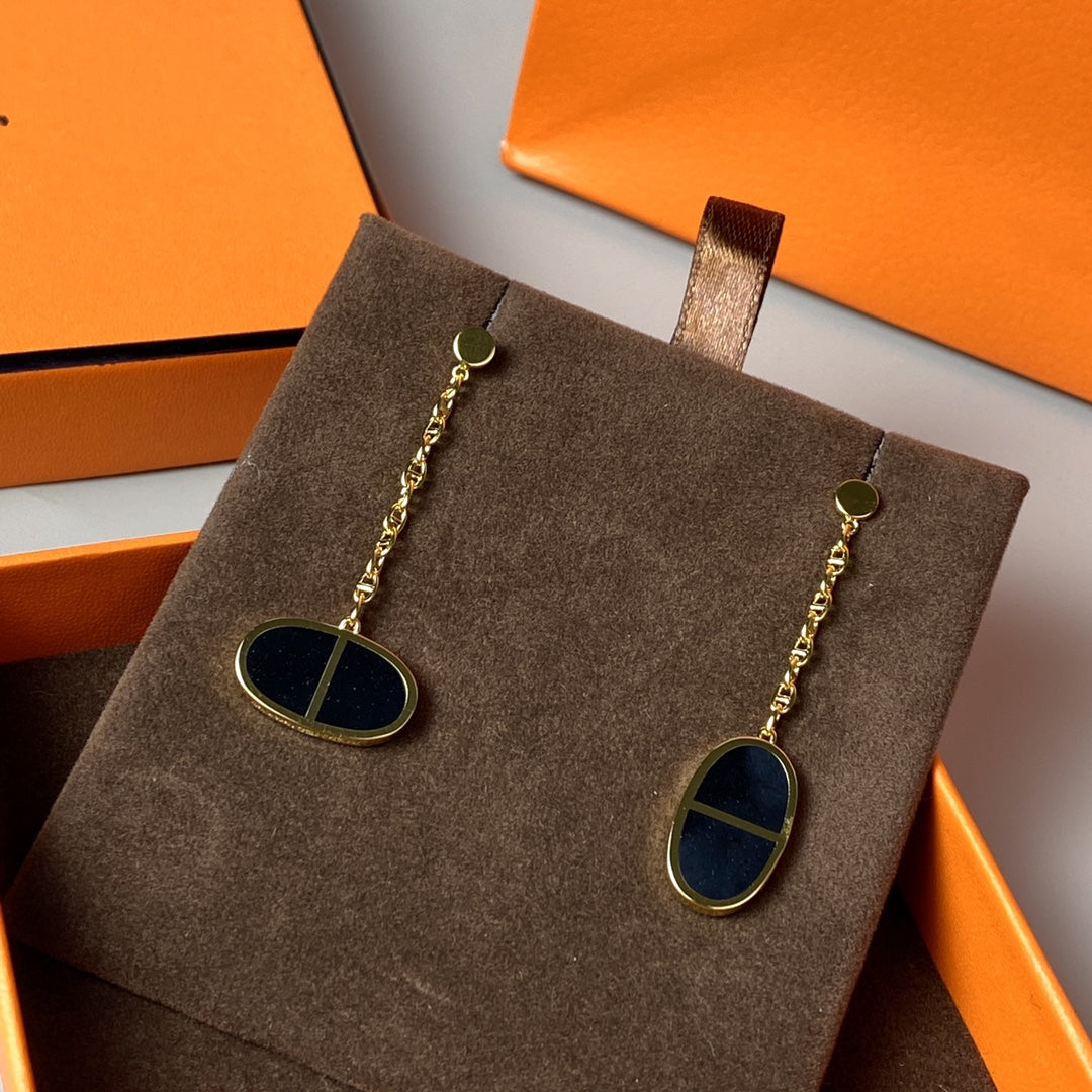 [Glow Jewelry]CHAINE VERSO BLACK CERAMIC EARRINGS