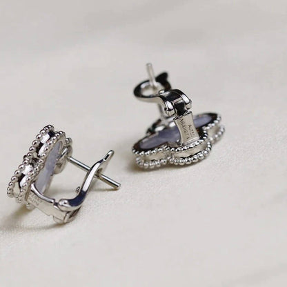 ¡®Glow Jewelry¡¯CLOVER MEDIUM 1 MOTIFS  WHITE MOP EARRINGS SILVER