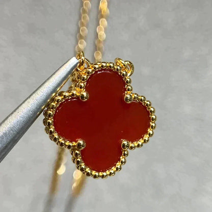 ¡®Glow Jewelry¡¯CLOVER 15MM CARNELIAN SINGLE FLOWER NECKLACE