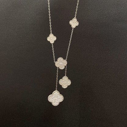 ¡®Glow Jewelry¡¯CLOVER 5 MOTIFS SILVER DIAMONDS NECKLACE