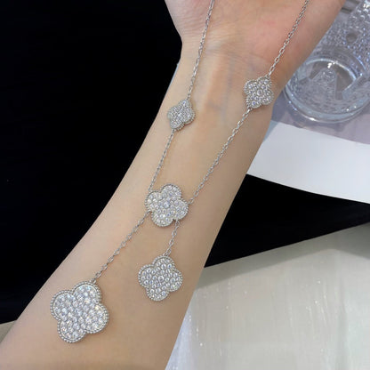 ¡®Glow Jewelry¡¯CLOVER 5 MOTIFS SILVER DIAMONDS NECKLACE