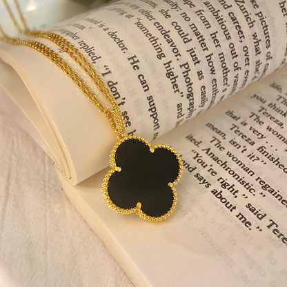 ¡®Glow Jewelry¡¯CLOVER 25MM NECKLACE GOLD ONYX