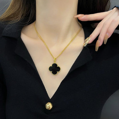 ¡®Glow Jewelry¡¯CLOVER 25MM NECKLACE GOLD ONYX