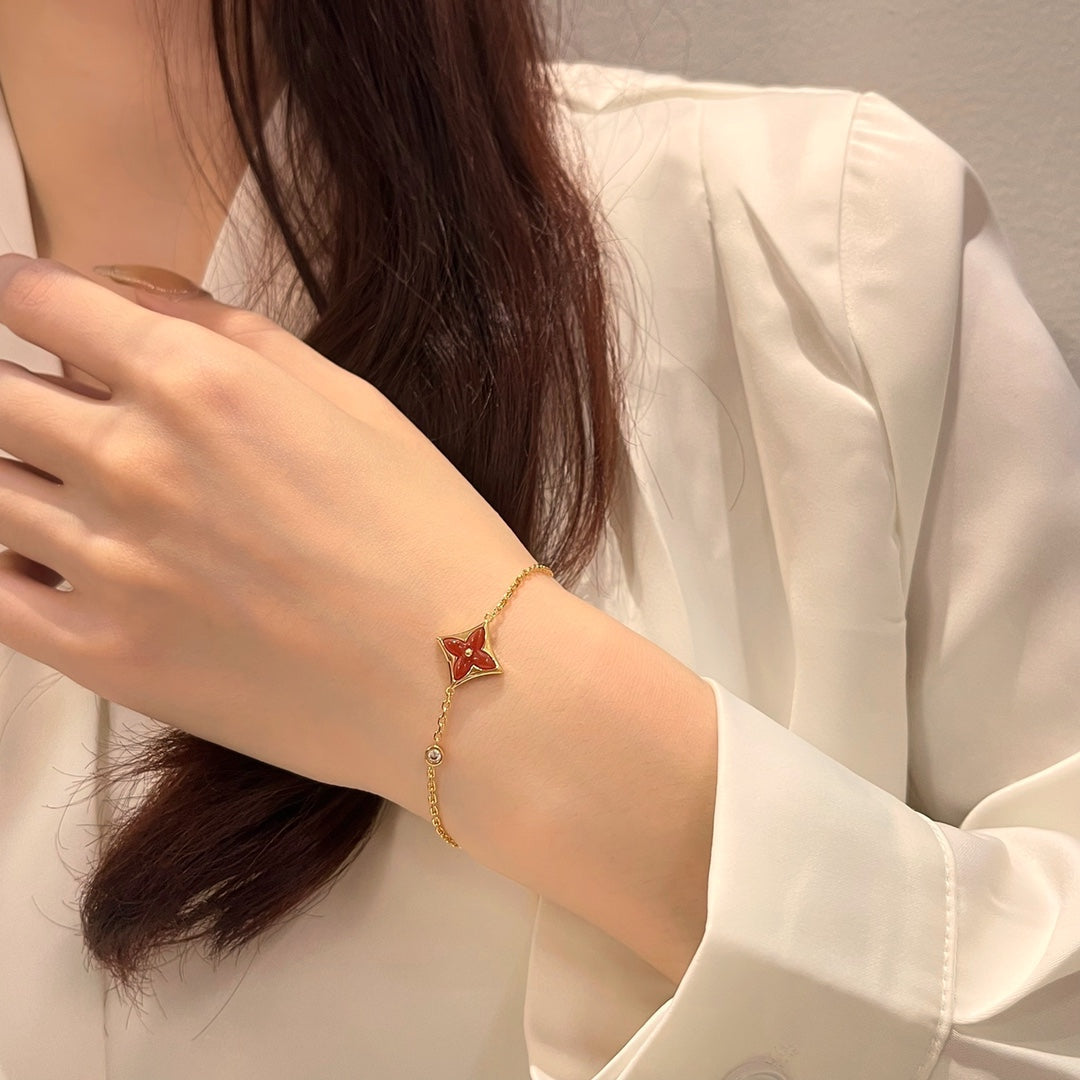 [Glow Jewelry]COLOR STAR CARNELIAN PINK GOLD DIAMOND BRACELET