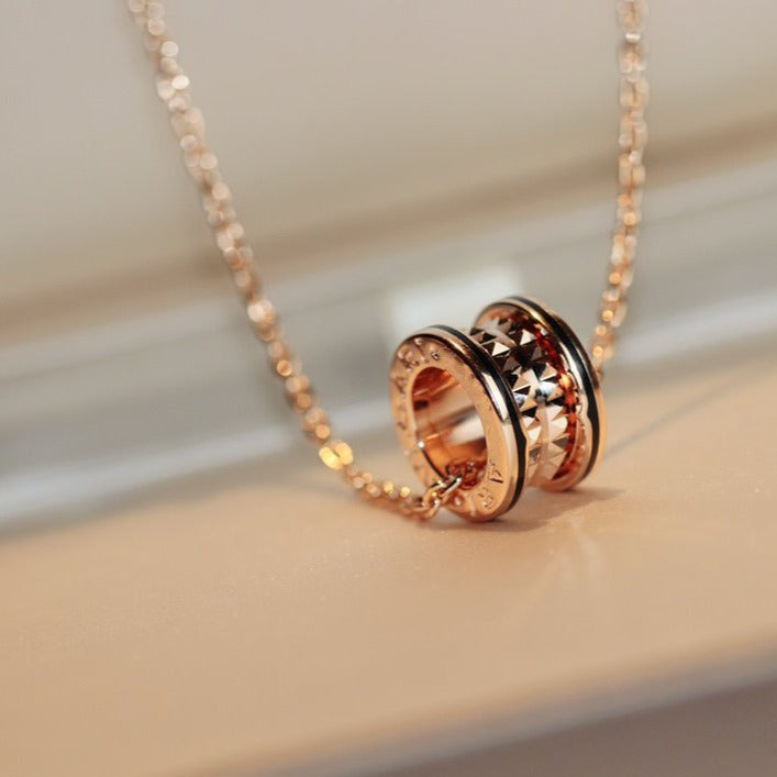 [Glow Jewelry]ZERO 1 ROCK PEDANT PINK GOLD BLACK NECKLACE