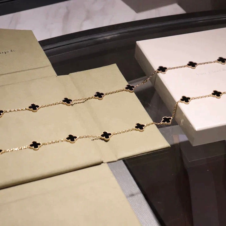¡®Glow Jewelry¡¯CLOVER 20 MOTIFS ONYX NECKLACE