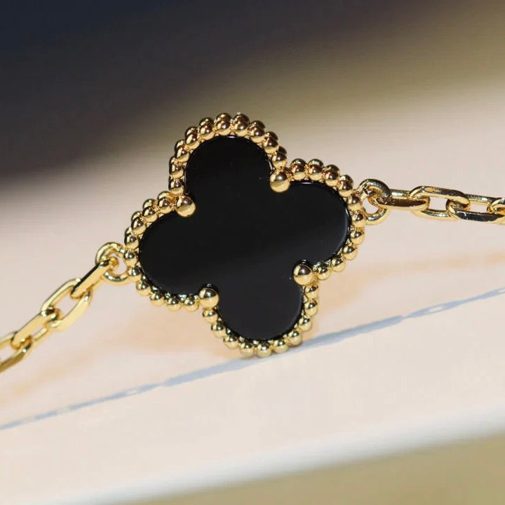 [Glow Jewelry]CLOVER 20 MOTIFS ONYX NECKLACE