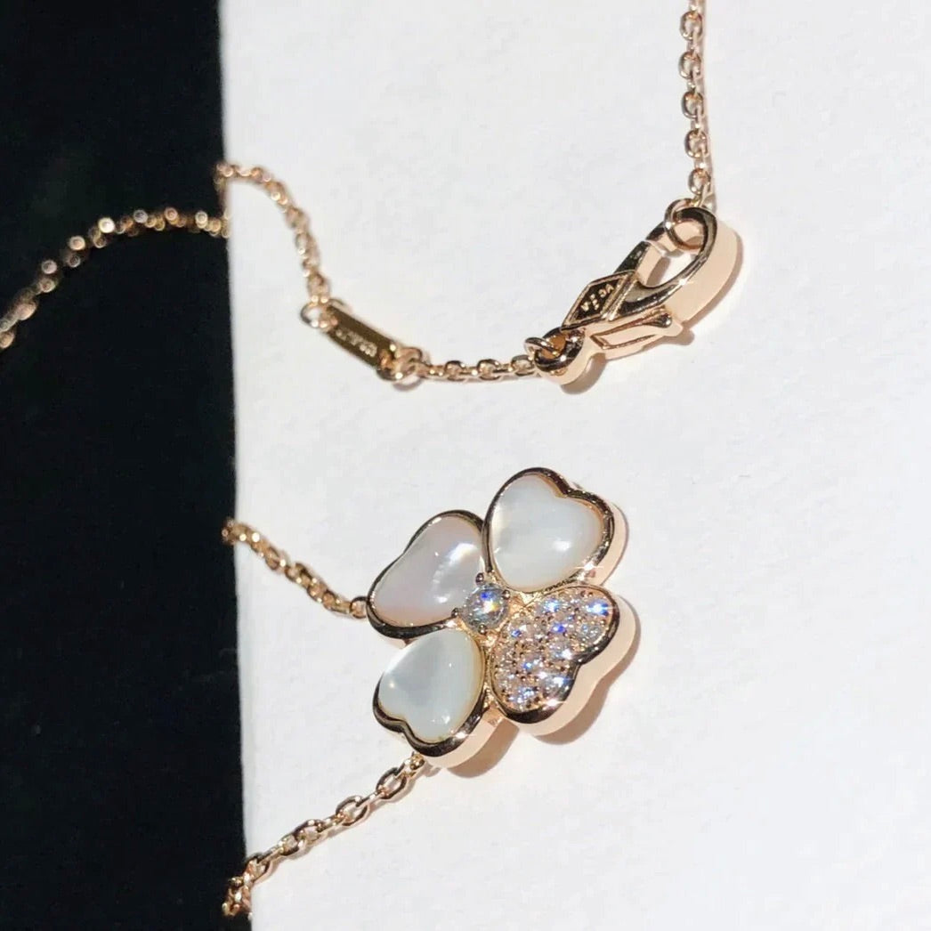 ¡®Glow Jewelry¡¯CLOVER MOP DIAMOND ROSE GOLD NECKLACE